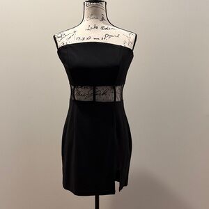 Speechless Black Strapless Dress with Mesh Detail